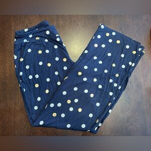 Soma Women's Soft Navy Pajama Bottoms with Gold White Polka Dots